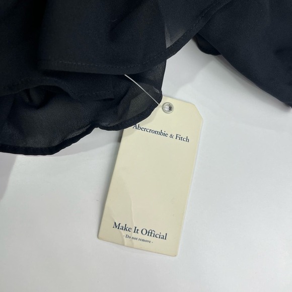 Abercrombie and Fitch Womens Size XXL Plunge Pleated Dress Black Fit & Flare NWT - Picture 4 of 13